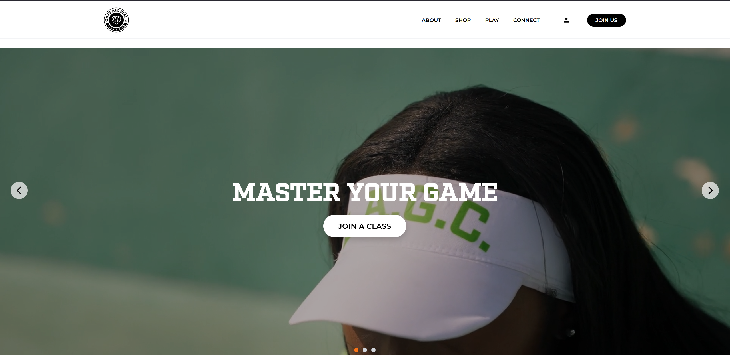 Love All Girls Club website homepage preview